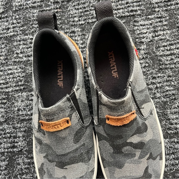 XTRATUF Women's Slip-On Sneakers - Black Canvas with Brown Suede Heel - Picture 6 of 16